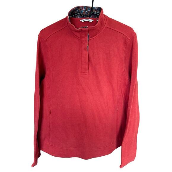 Orvis Signature Trim Print Sweatshirt Women's XL Orange 3FK2 Quarter Snap - Picture 1 of 7